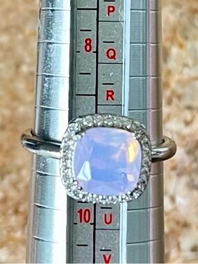 BP RETRO Pink Moonstone on Rhodium Ring HTF